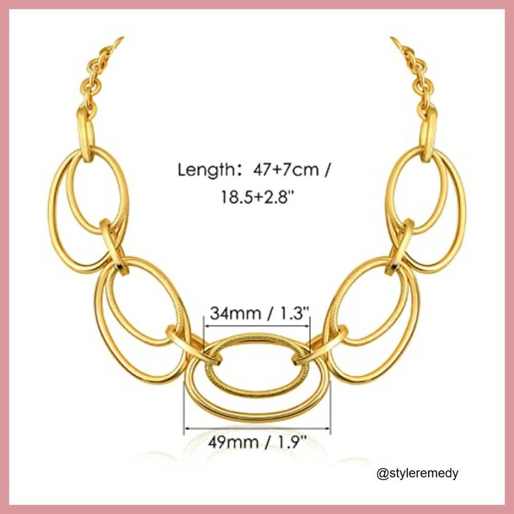 Gold Plated Loop Chain Link Statement Choker Neck… - image 6